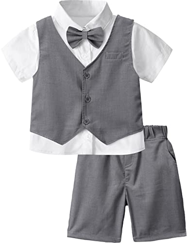 mintgreen Baby Jungen 3-teiliges Gentleman-Anzug-Set, Hemd & Fliege & Weste...