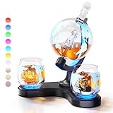Gifts for Men Dad, Kollea Unique Light Up Whiskey Globe Decanter Sets with 7 RGB Colors, Cool Christmas Birthday Gift for Men, Funny Anniversary Present for Him Husband