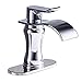 BWE Waterfall Single Handle One Hole Chrome Bathroom Sink Faucet Deck Mount Lavatory