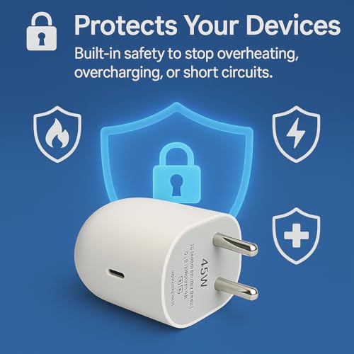 Image of Google 45W GaN Type C Fast Charger Adapter Compatible with Pixel 10 /10 Pro /10 Pro XL /10 Pro Fold /9 Pro XL /9 Pro /9 Pro Fold Series /Chromebook & More, 45 w USB C Quick Rapid Charge for Phones, White