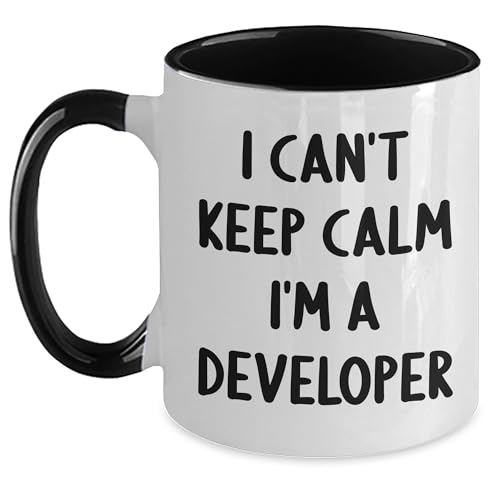 Developer's Delight I Can't Keep Calm I'm A Developer Funny Two Tone Coffee Mug Gifts from Friends to Coworkers