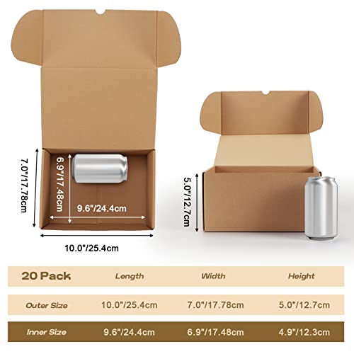 Image of RLAVBL 10x7x5 Shipping Boxes, Brown Corrugated Mailing Cardboard Box for Packing Small Business, 20 Pack