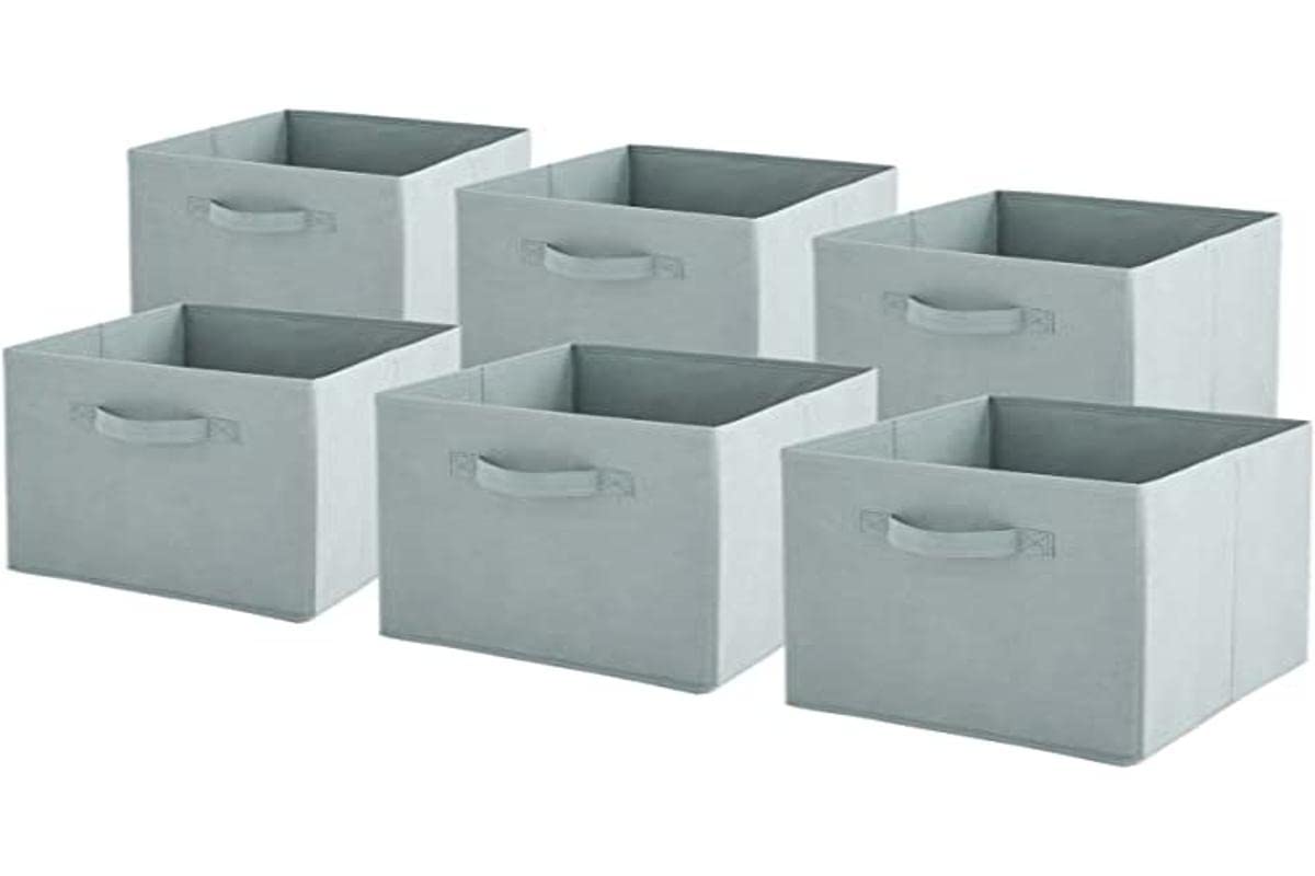 Box And Beyond Lot De 6 Cubes De Rangement Vert Sauge 27x27x27 Cm – Paniers Tissu Pliables Avec Poignées