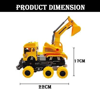 DUWOL 6x6 Excavator Truck Toy β Monster 6-Wheel Friction Powered Construction Vehicle with Light, Sound & Deformation Function, Push & Go Toy with Moving Parts for Kids 2
