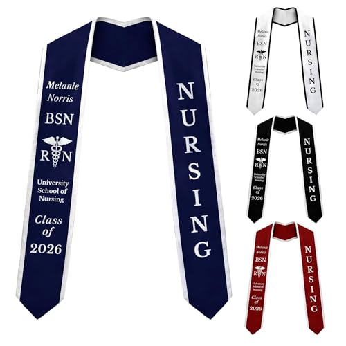 PIKURLUV Custom Nursing Graduation Stole Class Of 2026, Personalized Rn Grad Sash With Text And Logo, Customized Graduation Gift Sash, Honor Congrats Gifts For Medical Assistant