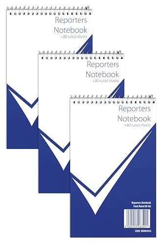 nu: Notebooks - Office Range - Reporters Notebook - Wirebound Notebook - Stationery Notebooks - Writing Pad - 80 Pages - Multipack of 3