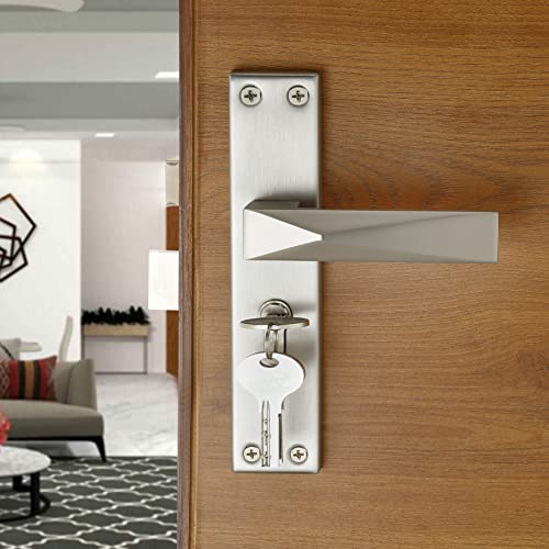 Image of LAPO Mortise Door Lock for Home Main Door & Bedroom with Handle, Left-Right Fit 30-50mm Door Home Office Hotel, Heavy-Duty 60mm Cylinder, 45x45mm Body, 3 Brass Keys | Matt Finish | CY-131