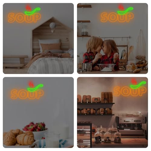 Image of Soup Neon Sign, Soup Led Sign, Soup Neon Light, Food Shop Led Light, Japanese Restaurant Room Wall Decor, Restaurant Neon Light, Chef Neon Lights, Family Party Bedroom Music Concert Bar Hotel Birthday