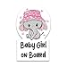 Baby on Board Sticker 6,4 x 10,2 cm Boy Girl Elefant Autoaufkleber Aufkleber für Auto Heckscheibe Kfz Zubehör Wetterfest Selbstklebend R122 (Mädchen)