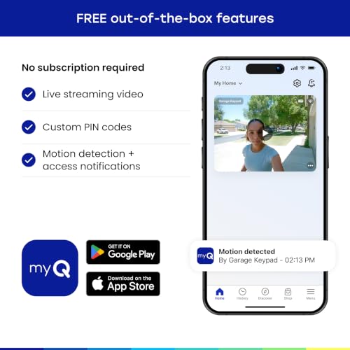 myQ Smart Garage Door Video Keypad with Wide Angle Camera Customizable PIN Codes and - image 7
