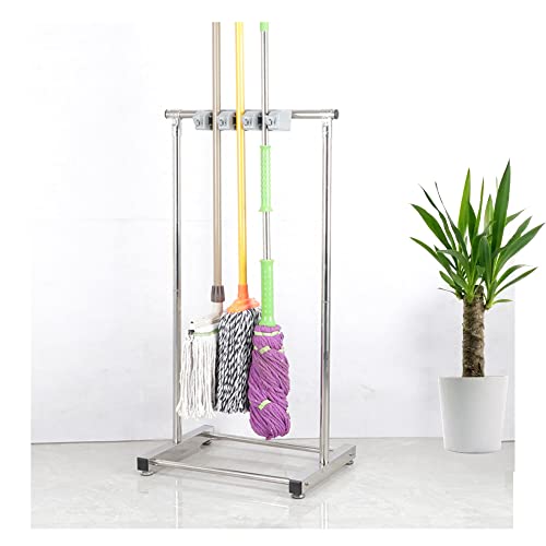 Mop Holder,Racks Movable Broom Mop Holder,Floor Standing Cleaning Tool Cart Storage,Cleaning Supplies Organizer, Mop Drain Rack,Umbrella Stand,for Garden Garage Schools, Hospitals, Factories