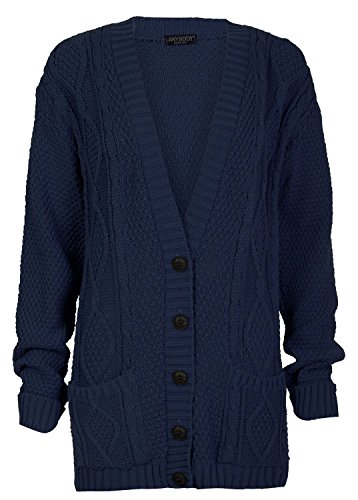 Image of Forever Womens Long Sleeves Plus Size Cable Knitted Grandad Button Cardigan