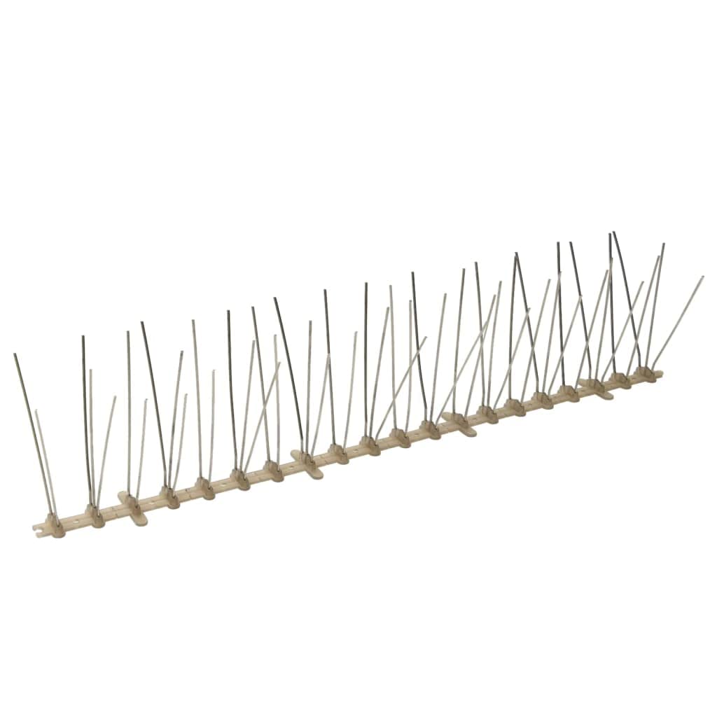 Mangloder - Juego de 6 estacas de plástico y acero inoxidable, 3 m de longitud, 5 filas, para jardín, balcón, terraza, ático y coche, para proteger contra palomas, gatos, martas, mapache