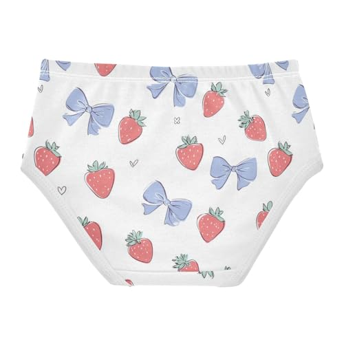 Wusikd Cute Strawberry Blue Bow Girls' Underwear Cotton Girls Briefs Soft Toddler Underwear 2T2