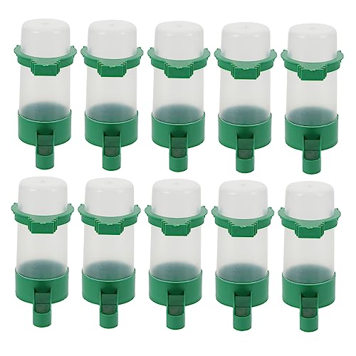 Generic 10pcs Bird Waterer Geflügeltränke Glass Bird Water Drinker Plant Water Feeder for Birds Bird Water Bottle Automatic Bird Cage Drinker Chicken Gift Feeding Cup Drinking Bowl Plastic, Green