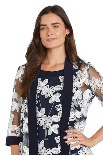 Elegant 2PC Mock Jacket W/Floral Threadwork & Soutache Pant Set2