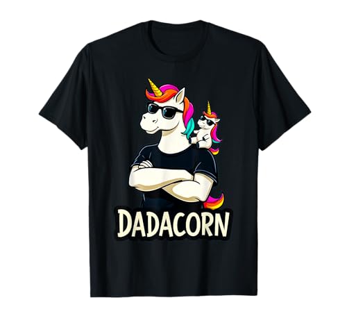 Dadacorn Unicorn Daddy and Baby Papa Unicorn Funny Dadacorn T-Shirt