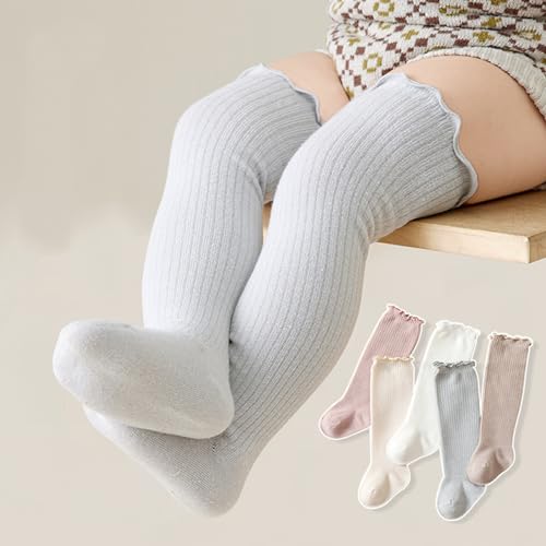 Baby Girls Socks,Toddlers Ruffle Sock,Girl's Knee-High Stockings, Kids Cozy Warm Solid Color Long Socks4