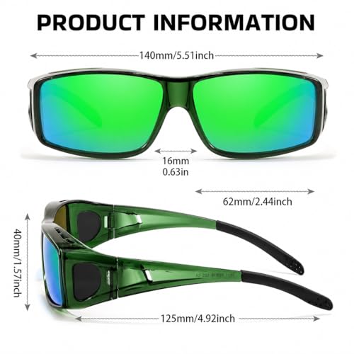 Image of SIPHEW Mirrored Sunglasses Polarized Fit Over Glasses for Men&Women | Wrap Around Sun Glasses,UV400 Protection,Lightweight & Comfortable,Driving,Outdoors