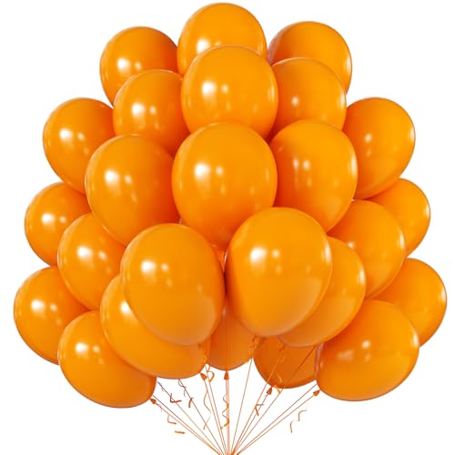Image of KALOR 12 Inch Orange Balloons, 50 Pcs Latex Helium Balloons for Kid's Birthday Party, Baby Shower, Wedding, Graduate Party Decorations