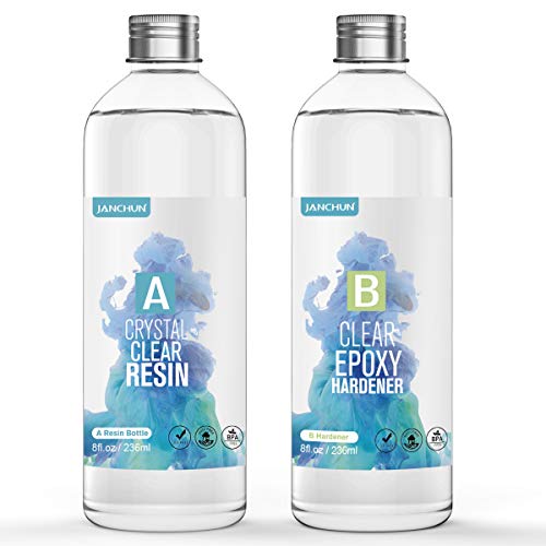 Crystal Clear Epoxy Resin Casting and Coating for Table Tops, Jewelry Projects, Tumbler Crafts, Molds, Art Painting, Easy Mix 1:1 Ratio - 2 Parts(8oz Resin + 8oz Hardener)