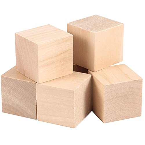 Zoenhou 24 Pcs 2 Inch Wooden Blocks, Solid Premium Natural Hard Wood Cube Unfinished Wooden Block Set For Painting Decorating Crafting Diy Projects #TOP3