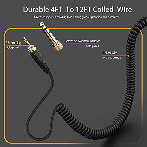 Weishan Hd598 Cable Coiled Aux Cord Replacement For Sennheiser Hd598 Cs Hd599 Hd569 Hd579 Hd558 Hd518 Headphone Audio Cable With 6.35Mm Adapter 4 To 12Ft Long #TOP5