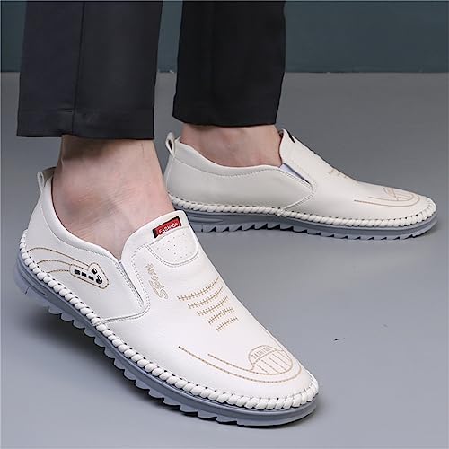 JiuQing Men's Loafers Slip-On Leather Sandals Soft Breathable Summer Walking Casual Driving Shoes3