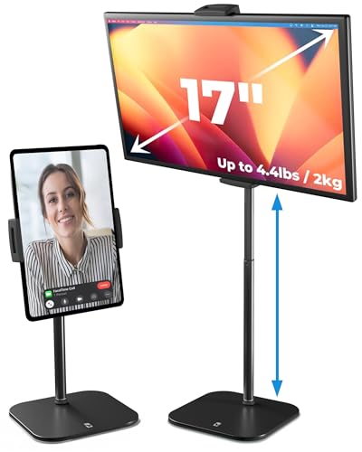 COOPER TabStand, 20' Tall iPad Stand for Desk, Portable Monitor Holder up to 17' Holds 4.4lb, Desktop Tablet Stand, Tablet Mount, Apple iPad Holder for Desk, for Samsung, Kindle, Fire (Night Black)