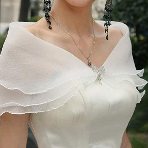 Colorless Elegant Multi Layer Tulle Shawl Rhinestones Wedding Wrap Bridal, 25cm3