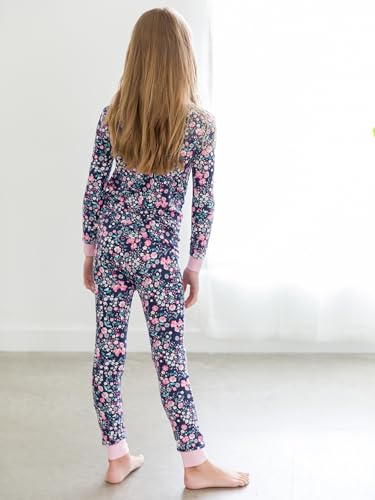 RuffleButts SoftSnooze Viscose from Bamboo Girls Ruffle Long Sleeve Pajama Set - Moonlit Meadow Kids, 5/64