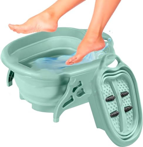 Prakal Foot Bath - with Heel File for Feet, Portable Pedicure Spa and Callus File, Folding Foot Bucket for Soaking Feet and a Heel Scrubber, Foot Soaker Basin