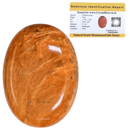 Image of Crystal Heaven Certified Peach Moonstone Crystal Palm Pebbles Stones For Anxiety Stress Relief Massage - Aaa Grade Original Gemstone Agate Palm Stone For Yoga Meditation Spiritual Reiki Feng Shui