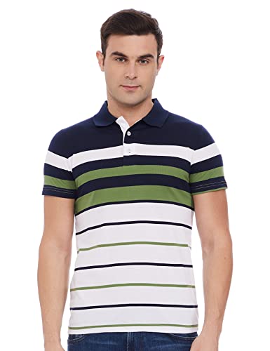 Image of EYEBOGLER Men's Striped Regular fit T-Shirt (T285HS White M)