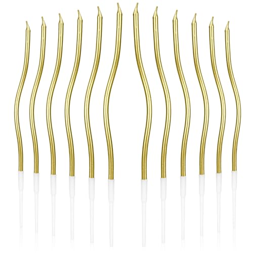 24pcs Spiral Cake Candles, Twist Long Thin Birthday Cake Candles