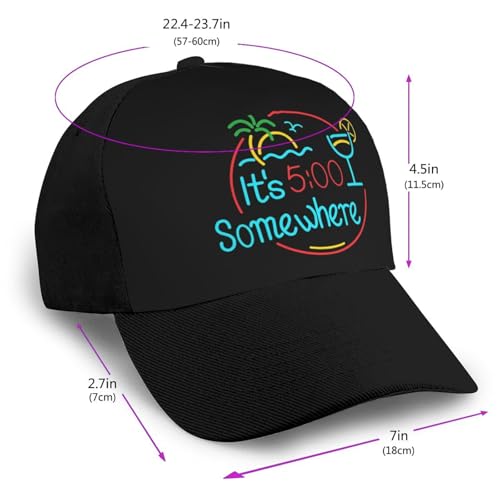 It's 5 O'Clock Somewhere Unisex Classic Adjustable Curved Brim Baseball Cap, Trucker Hat2