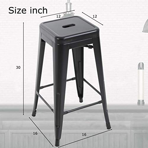 Fdw Bar Stools Set Of 4 Counter Stool Metal Bar Stools 30 Inches Height Industrial Bar Chairs Patio Stool Stackable Modern Backless Indoor Outdoor Metal Bar Stool Kitchen Stools Chairs,Black #TOP6