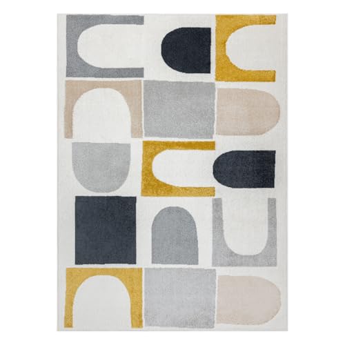 Tapis géométrique moderne Fusion aux finitions soignées pour salon
