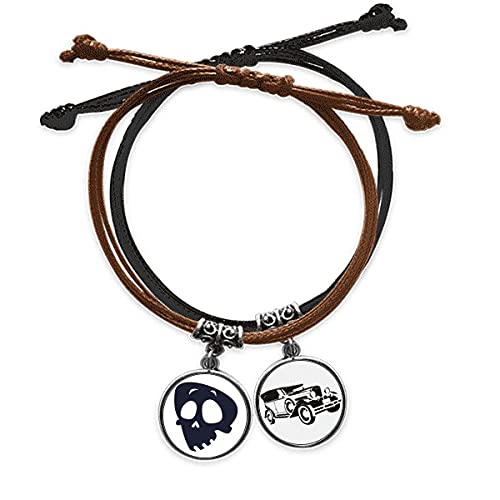 Bracelet crâne Halloween ajustable en cuir contre l'usure