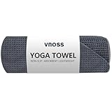 Vnoss Hot Yoga Towel - Microfiber Non Slip Yoga Mat Towel with Grip Dot Sweat Absorbent Towel for Hot Yoga, Pilates and Fitness 72' x 24', Grey