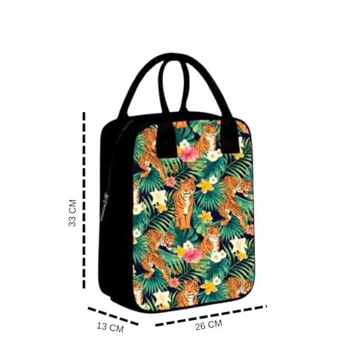 Image of Nibbler Lunch Bag Office Tiffin Bags for Men Women | Insulated Hot Cold Travel Lunch Bag | for Lunch Tiffin Box & Bottle | Multi-use Storage I for Office & School (Tiger)