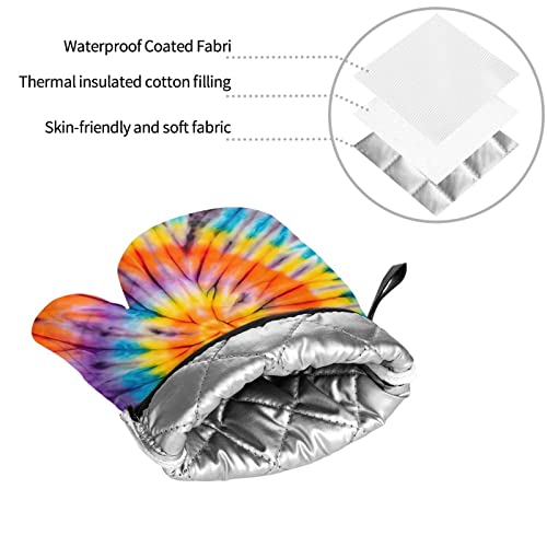 Yiftd Oven Mitts And Pot Holders Sets Of 4 Orange Blue Tie Dye Washable Kitchen Gloves Waterproof Oven Gloves And Hot Pads For Baking Cooking Grilling Bbq #TOP6