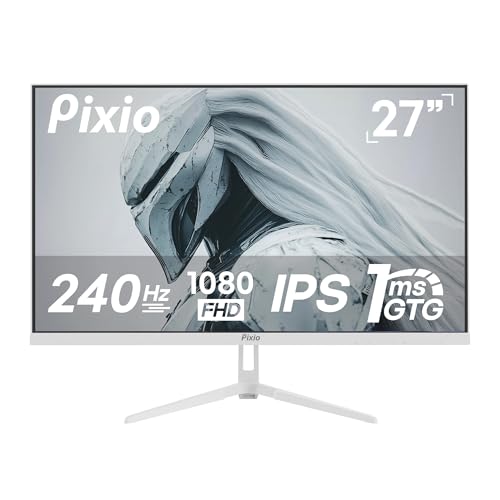 Image of Pixio PX279 Wave White 27 inch 240Hz Refresh Rate FHD 1080p Resolution Fast IPS Panel 1ms GTG Resonse Time Gaming Monitor and PS1S Wave White Single Monitor Arm