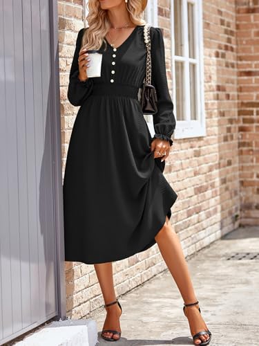 Robe longue d'été décontractée noire à manches volantées en taille S