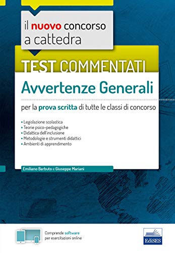 9788893624428 Test commentati - Avvertenze generali: per la prova scritta di tutte le classi di concorso