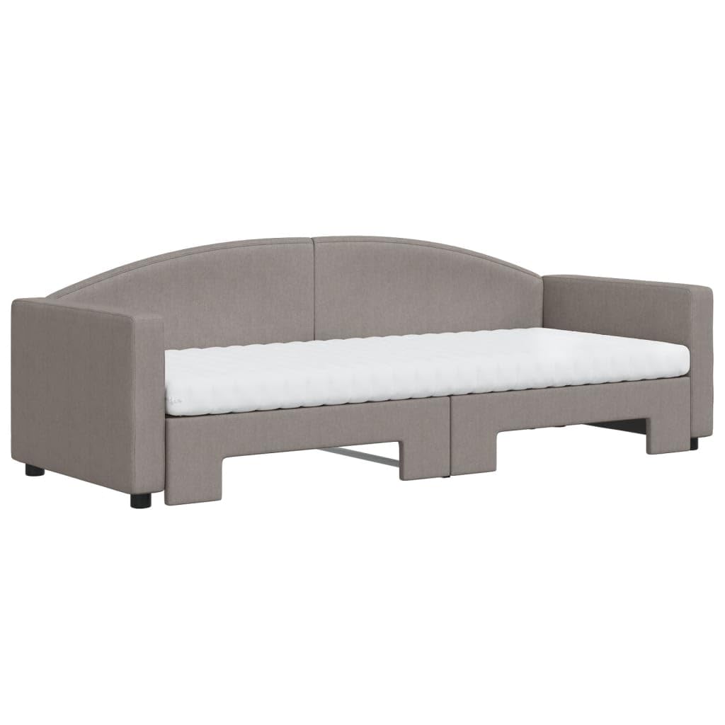 Rozkładana tkanina 2w1 wysuwana sofa z materacami do salonu taupe 80x200 cm