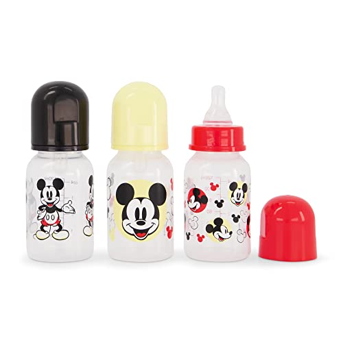 Image of Baby Bottles 5 oz for Boys and Girls| 3 Pack of Disney "Mickey Whats Happening" Infant Bottles for Newborns and All Babies | BPA-Free Plastic Baby Bottle for Baby Shower