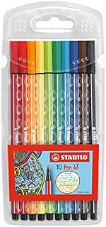 Premium Felt Tip Pen - STABILO Pen 68 - Wallet of 10 - Assorted Colours