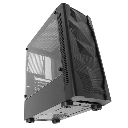 Gabinete de Computadora Gaming ATX con Panel Lateral Completo y Soporte para Refrigeración Líquida, Torre Media Negra para PCs de Hogar y Oficina miniatura 1