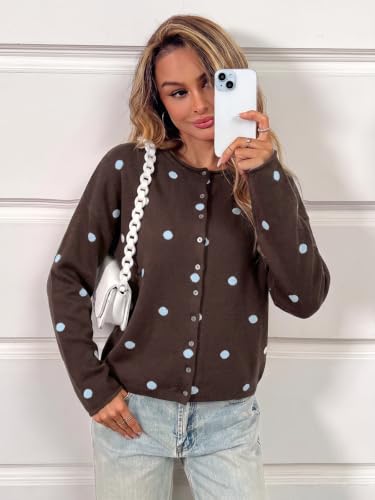 Image of Saodimallsu Womens Striped Cardigan Long Sleeve Button Down Knit Tops